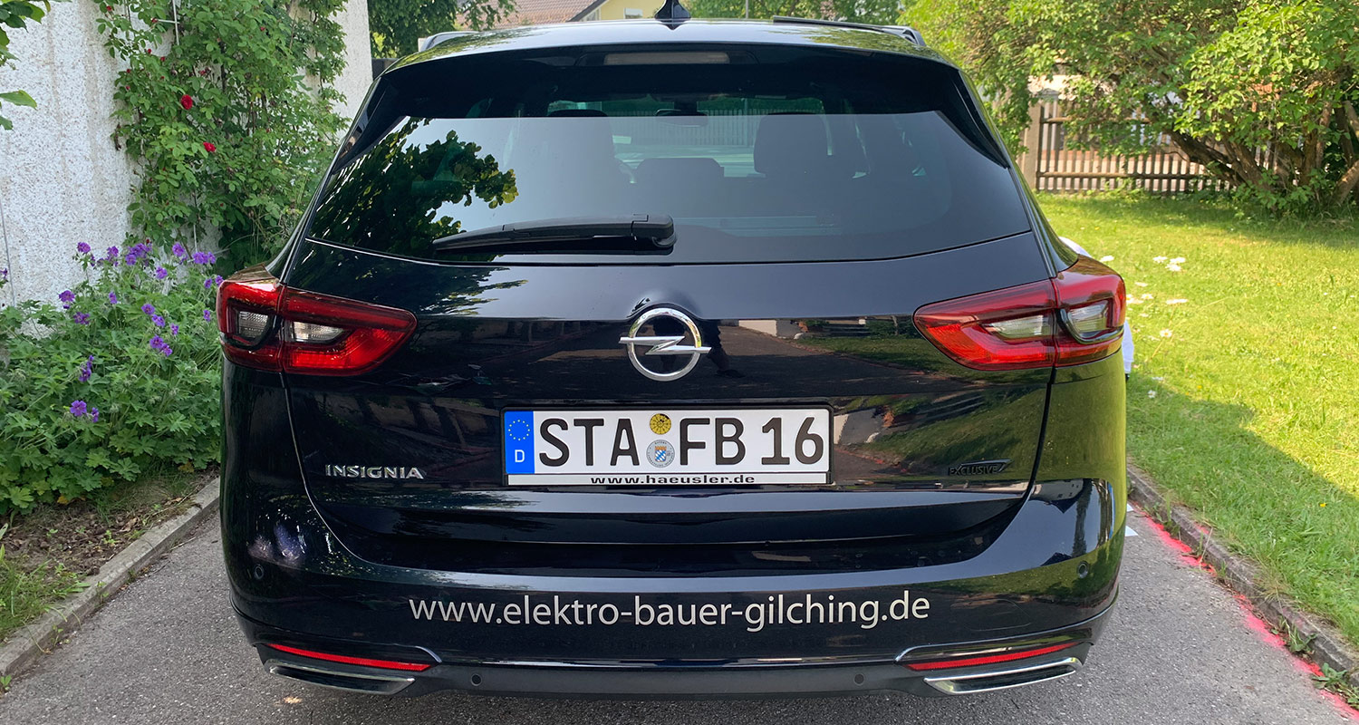 Firmenfahrzeug Opel Insignia 1 - Bauer Elektrotechnik - Ihr Experte für Elektrotechnik in Gilching, Starnberg, Fürstenfeldbruck und München